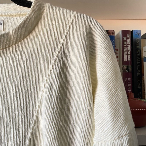 Texture & Thread | Off White Textured Seamed Henley Top - Picture 6 of 11